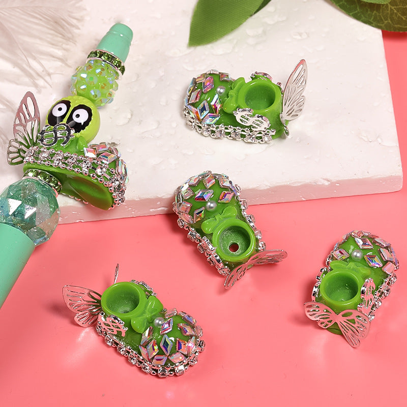 Wholesale 10PCS Resin Camellia Crystal Shoes with Full Diamond Beads